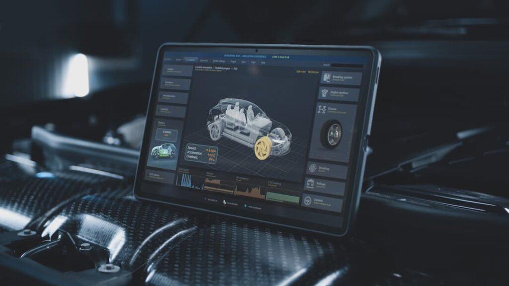 tablet showing car diagnostics